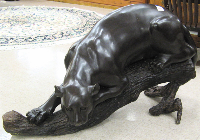 Appraisal: BRONZE WILDLIFE FLOOR SCULPTURE the study of a panther on