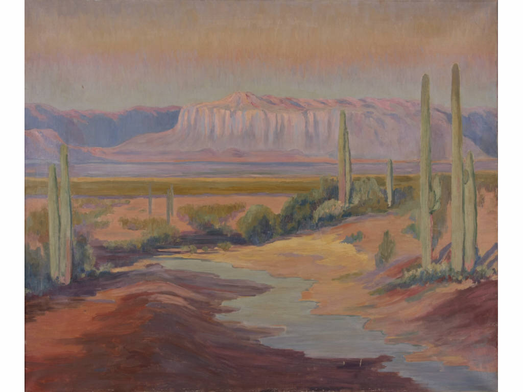 Appraisal: American School Superstition Mountains th c oil on canvas giant