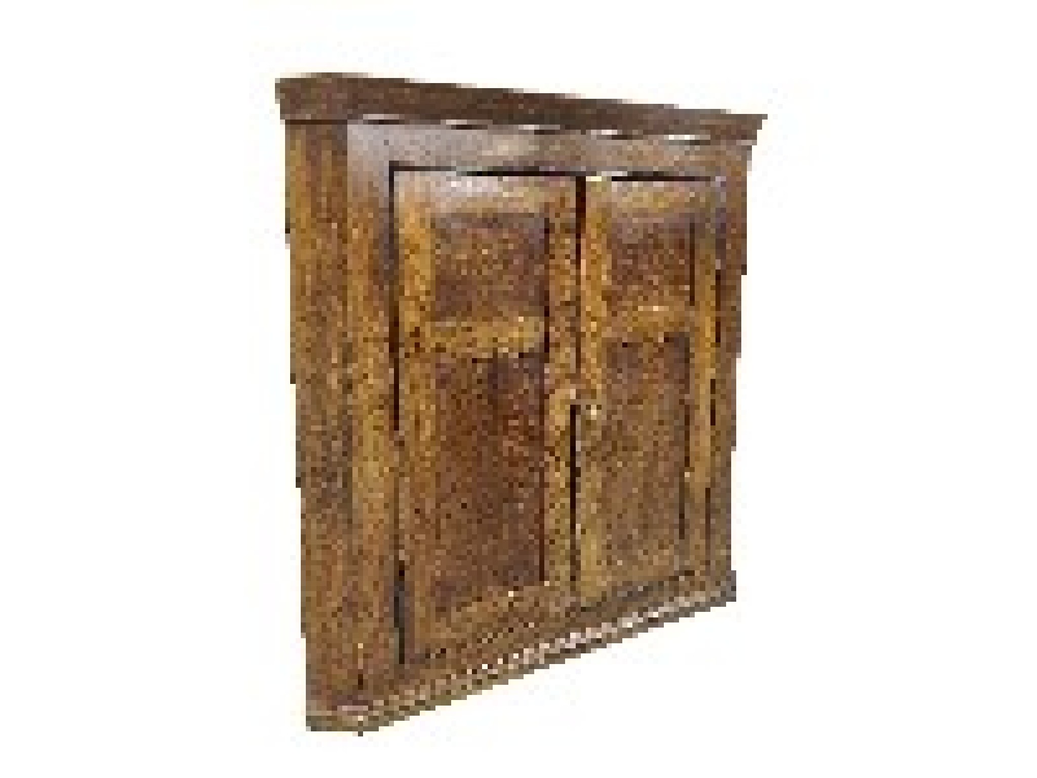 Appraisal: Antique elm hanging corner cupboard fitted with two panelled doors