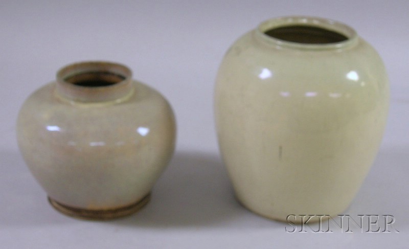 Appraisal: Two Asian Glazed Stoneware Storage Jars southern China th century