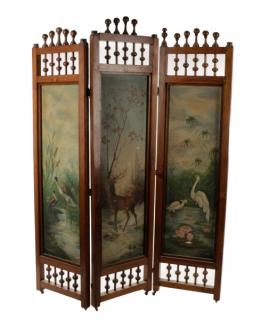 Appraisal: A British Three British circa A three panel oak and