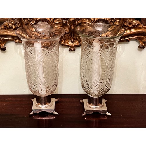 Appraisal: Pair of weighted silver plate storm lights