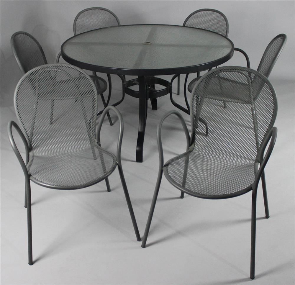 Appraisal: SIX EMU DARK GRAY METAL MESH OUTDOOR CAFE CHAIRS TOGETHER