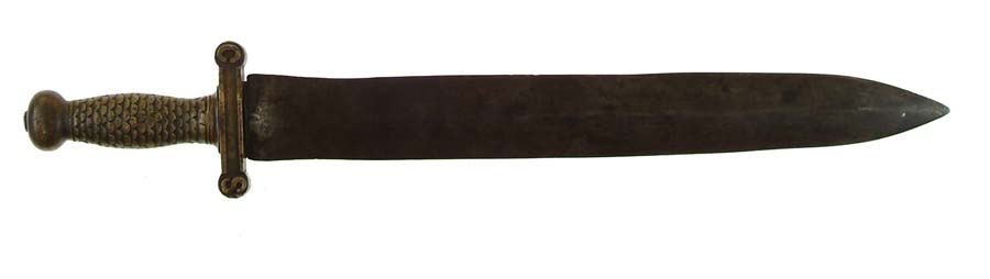 Appraisal: CONFEDERATE ARTILLERY SHORT SWORD un-fullered blade hilt exhibits C S