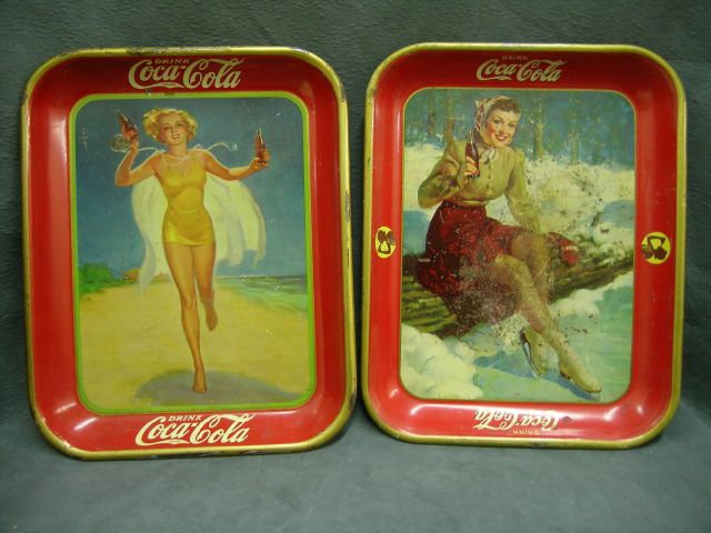 Appraisal: Two original Coke trays including Running Girl some finish imperfections