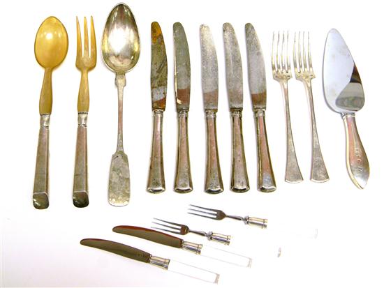 Appraisal: Assortment of utensils and serving pieces pcs total including French