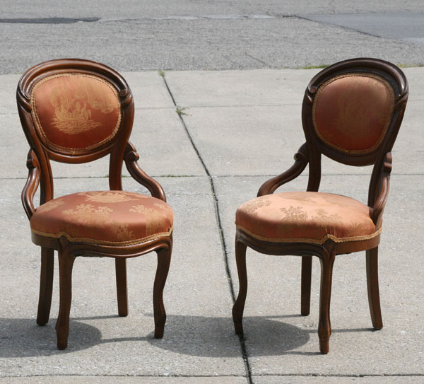 Appraisal: Victorian parlor chairs with Chinoiserie upholstery H x W x