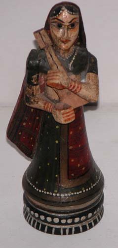 Appraisal: Woman with Sitar Wood on Wood th Century Indian School