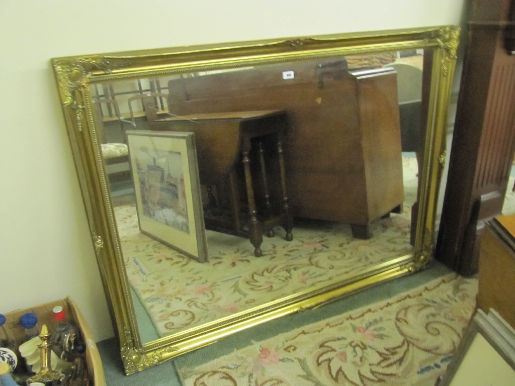 Appraisal: Large reproduction gilt framed overmantel mirror