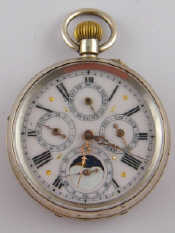 Appraisal: A Swiss hallmarked silver full calendar open face pocket watch