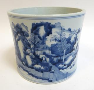 Appraisal: Qing Blue White Brush Pot Qing Blue White Brush Pot