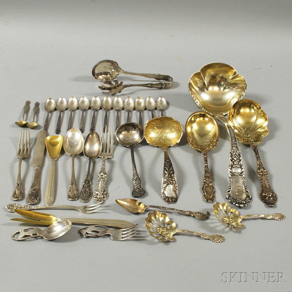 Appraisal: Small Group of Assorted Sterling Silver Flatware Serving Items including