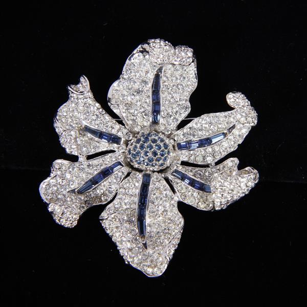 Appraisal: Boucher Pave and Sapphire Diamante flower pin brooch Missing at