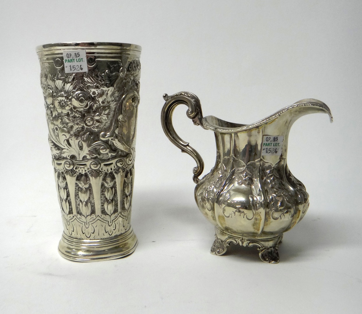 Appraisal: Silver comprising a Victorian milk jug of panelled baluster form