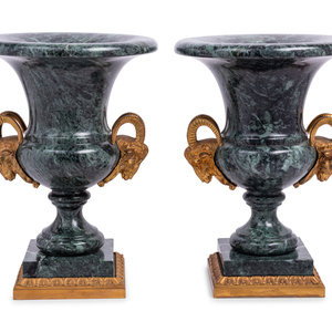 Appraisal: A Pair of Neoclassical Style Gilt Metal Mounted Marble Campagna-Form