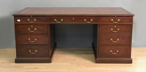 Appraisal: Custom mahogany leather top desk h l d