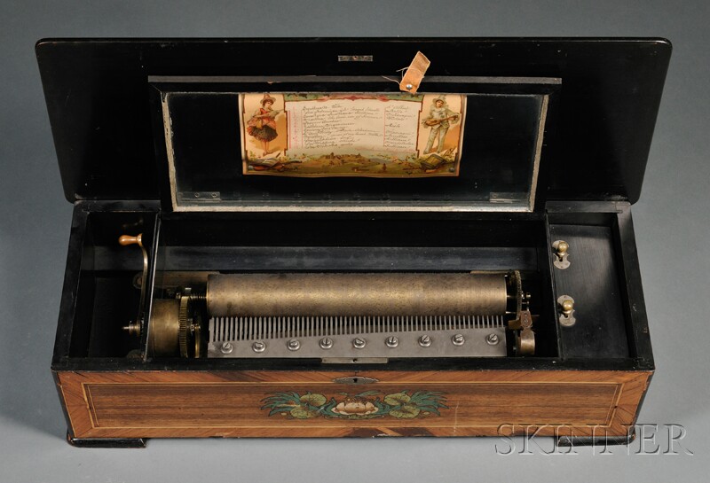 Appraisal: Cylinder Music Box Switzerland No with tune sheet listing the