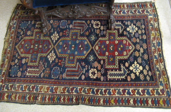 Appraisal: THREE ANTIQUE CAUCASIAN AREA RUGS Russian Caucasus ' x '