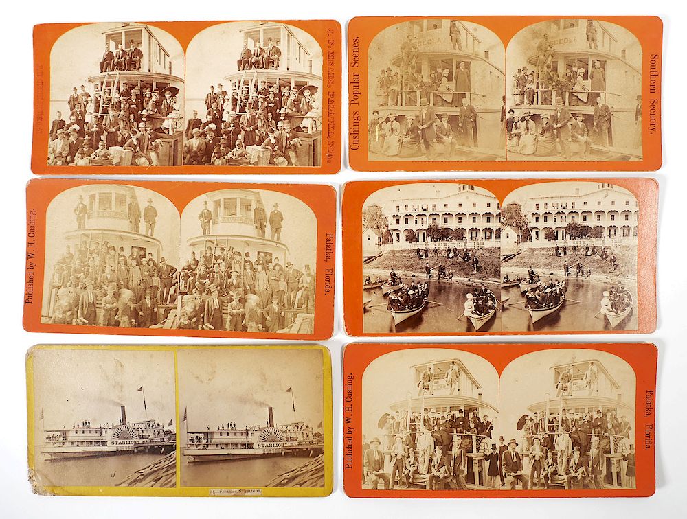 Appraisal: FLORIDA Different River Steamers Stereoviews Six sharply detailed stereoviews of