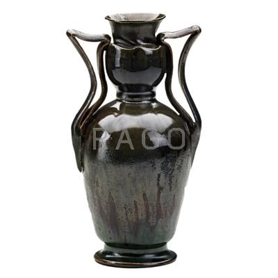 Appraisal: GEORGE OHR Exceptional baluster vase with in-body twist and pinched