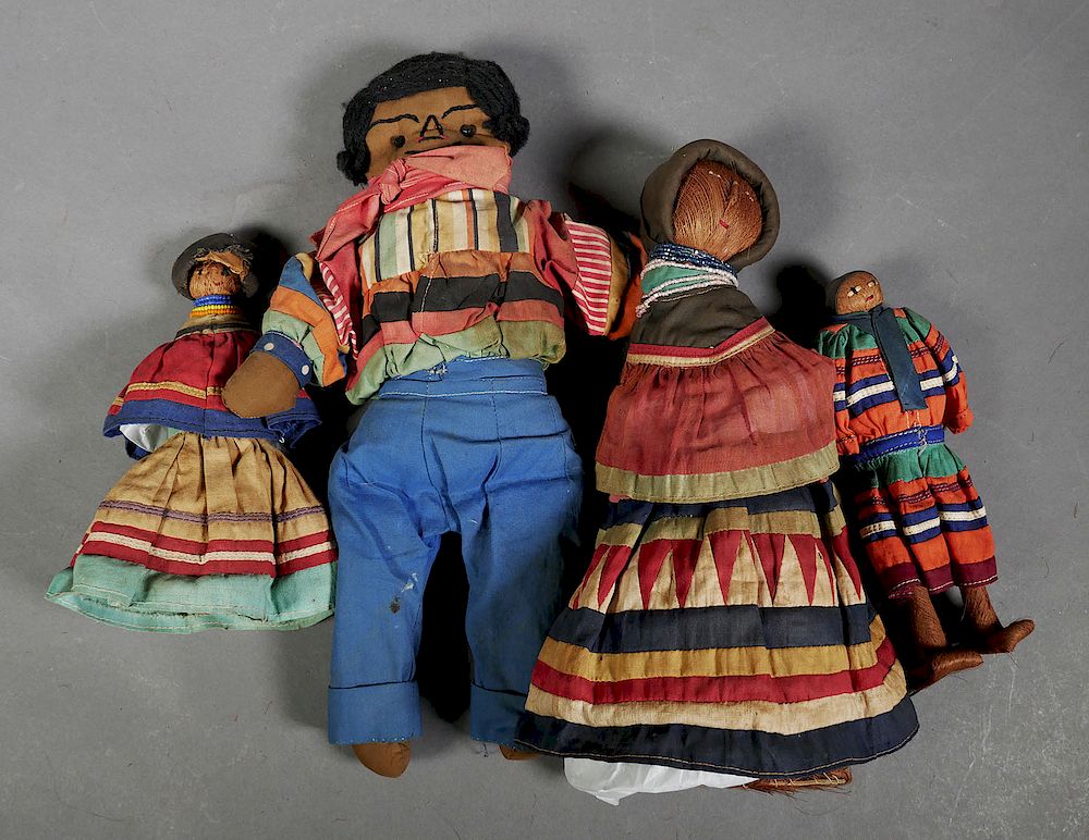 Appraisal: SEMINOLE INDIAN Dolls Four vintage Native American Seminole palmetto fiber