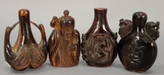 Appraisal: Four large Chinese horn snuff bottles ht in to ht