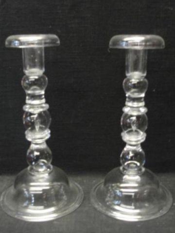 Appraisal: STEUBEN Pair of Glass Candle Sticks From an East nd