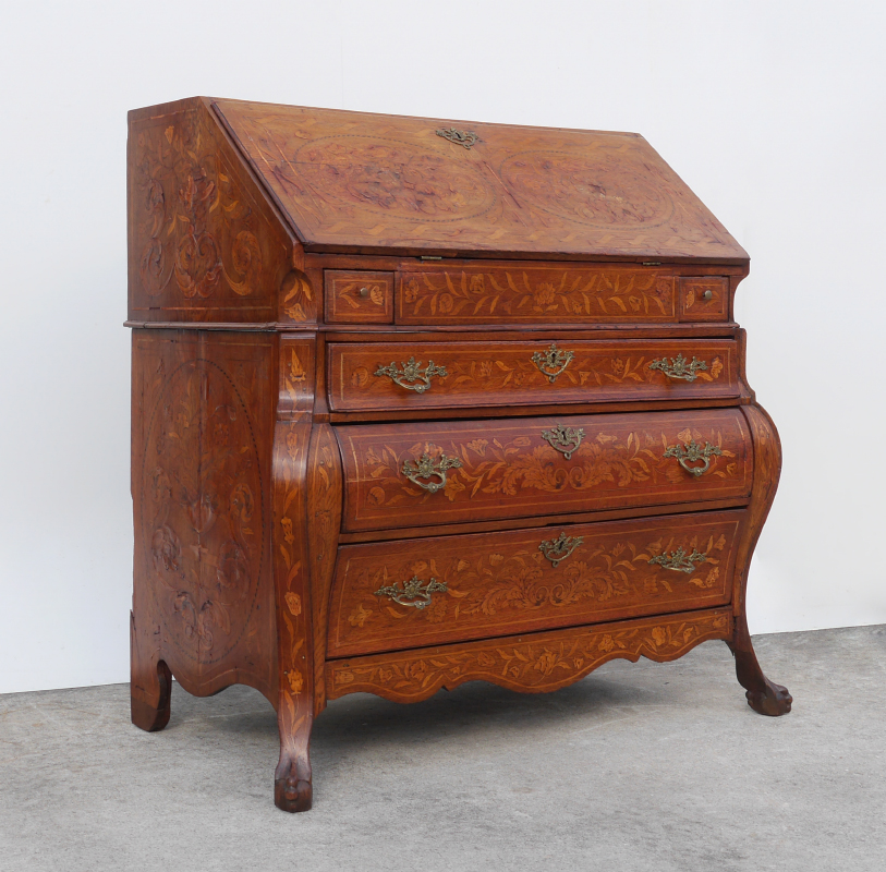 Appraisal: DUTCH MARQUETRY INLAID DESK ON STAND Circa late th century