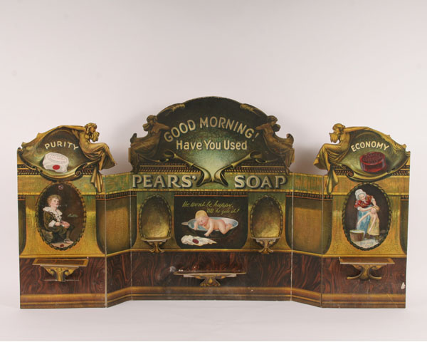 Appraisal: Wonderful Pears Soap lithographed counter top display three folding panels