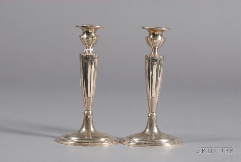 Appraisal: Pair of Gorham Sterling Weighted Candlesticks early th century Classical