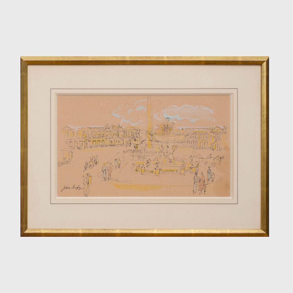 Appraisal: Jean Dufy - Place de la Concorde Ink and wash