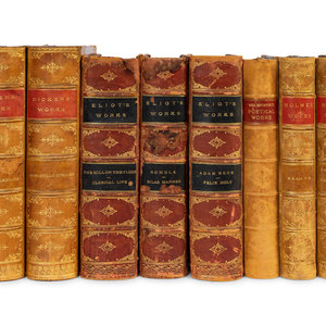 Appraisal: A Collection of Decorativlely Bound Leather Books Property from the