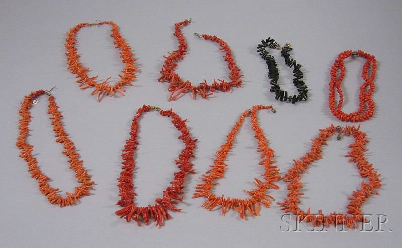 Appraisal: Assorted Group of Multicolored Branch Coral Necklaces