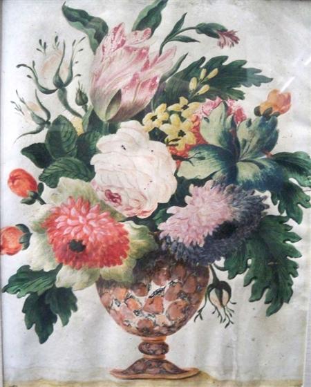 Appraisal: Attributed to Carlo Fransioli Floral Still Lifes in Stone Vases