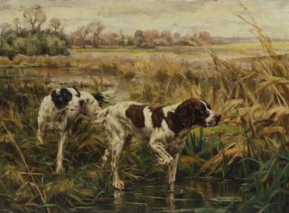 Appraisal: Percival Rosseau Two Setters signed and dated Rosseau lower left