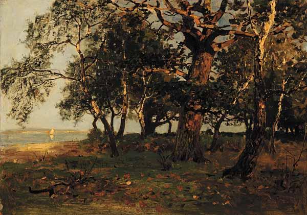 Appraisal: Conrad Muller Kurzwelly German - A Wooded Shore oil on