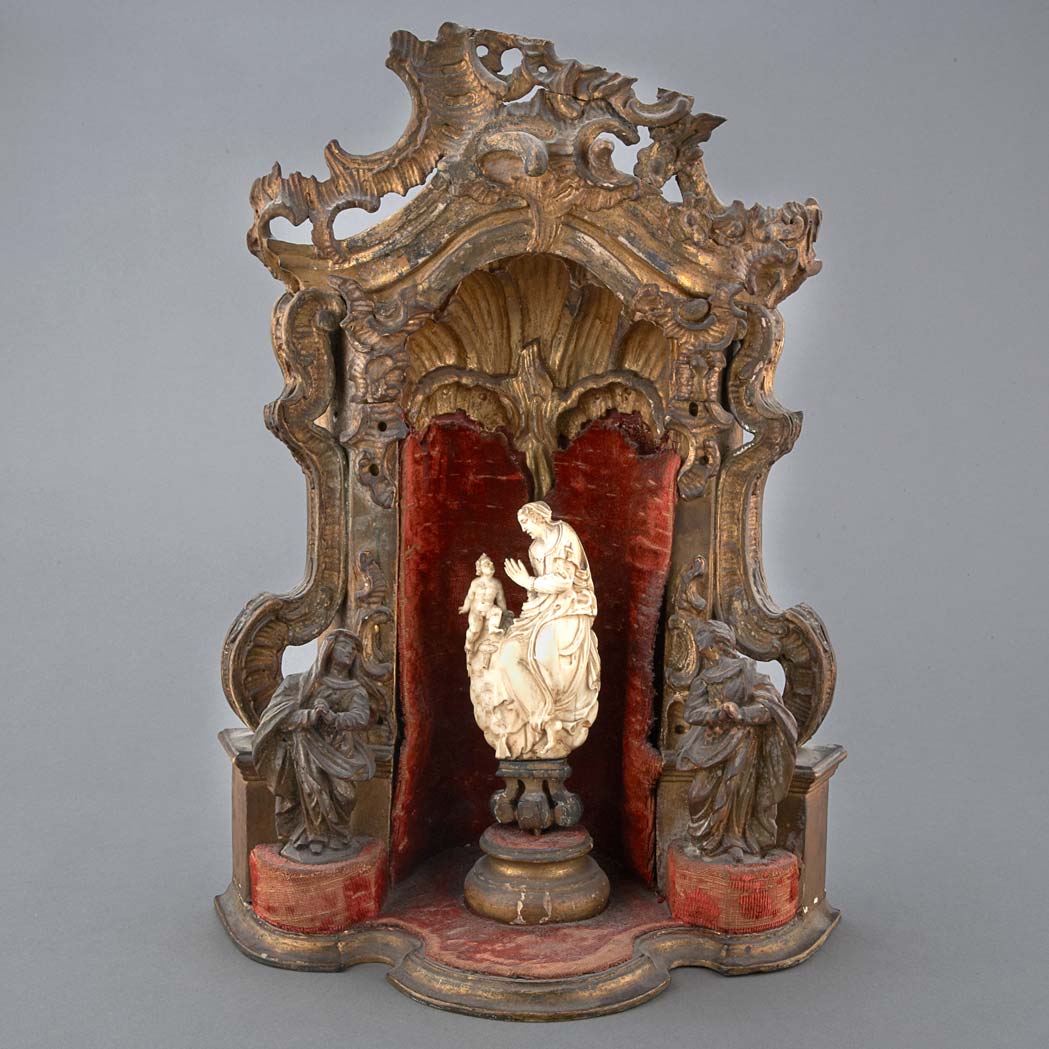 Appraisal: Italian Rococo Gilt-Wood Boxwood and Ivory Altarpiece th Century With