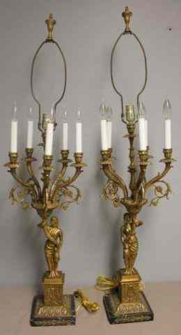 Appraisal: Pair of Bronze Figural Candelabra From a Larchmont NY estate