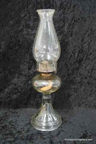 Appraisal: Antique Clear Draped Glass Pattern Oil LampFrom the estate is