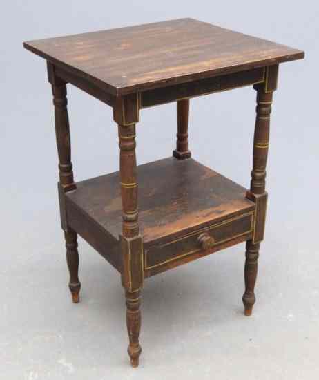 Appraisal: th c single drawer stand in original paint Top ''