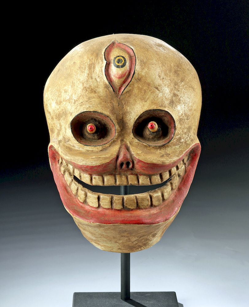 Appraisal: th C Tibetan Papier Mache Dance Mask - Citipati Face