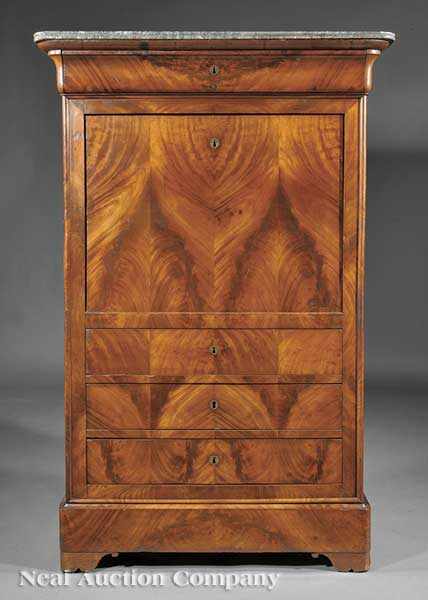 Appraisal: A Louis Philippe Figured Mahogany S cr taire Abattant mid-