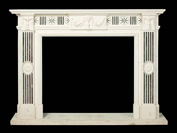 Appraisal: A George III style white and verde antico marble fireplace