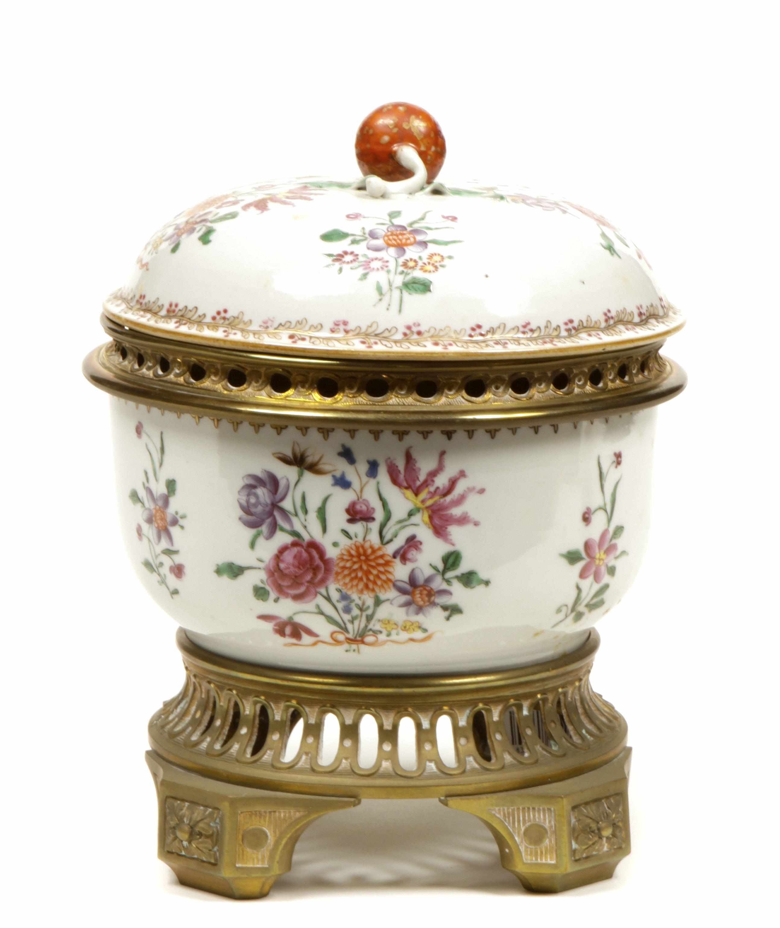 Appraisal: A Chinese Export porcelain and gilt bronze mounted covered bowl