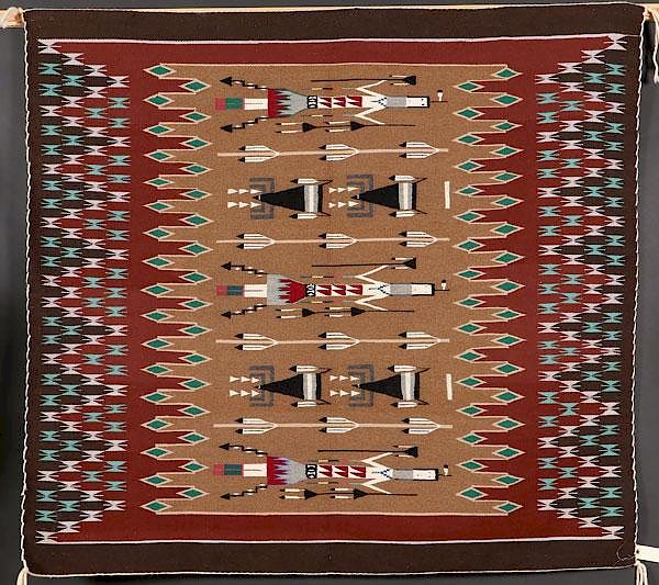 Appraisal: A VERY FINE SOUTHWEST NAVAJO YEI HANDWOVEN RUG A VERY