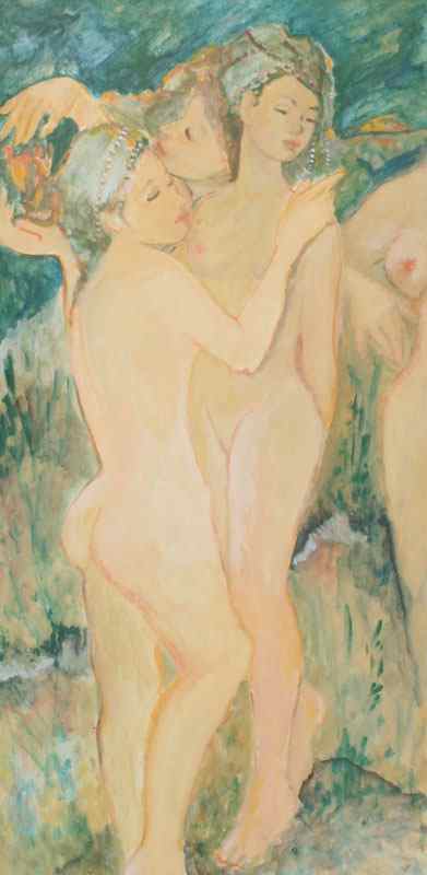 Appraisal: KUZULKA Kierstead American - Three Nudes OIL Masonite '' x