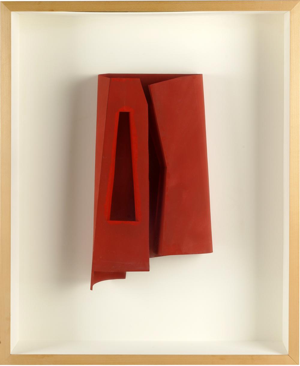 Appraisal: MANFRED MULLER ABSTRACT painted and folded paper mounted to panel