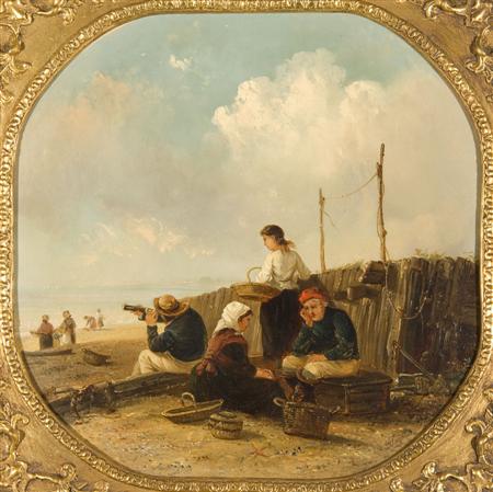 Appraisal: THOMAS SMYTHE - FIGURES ON THE SEA SHORE Signed oil