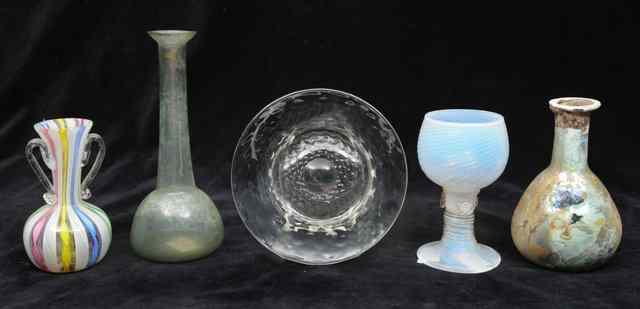 Appraisal: A COLLECTION OF BRISTOL BLUE GLASS including two small baskets