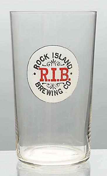 Appraisal: Rock Island Brewing Co Beer Glass Enamel frosted glass Clean